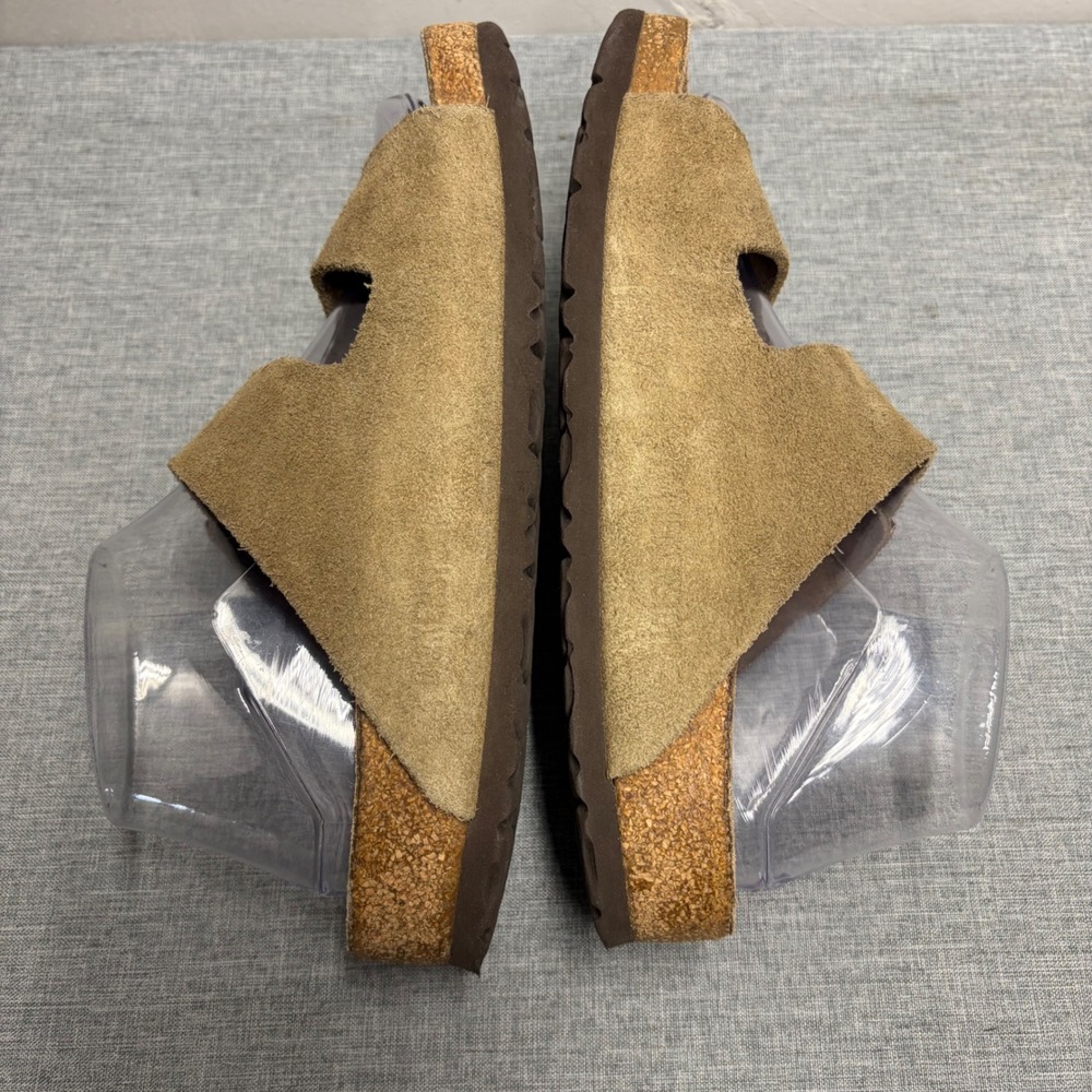 Birkenstock Arizona Sandals Women 7 Brown Suede Two Strap Cork Slide Footbed - Picture 10 of 11